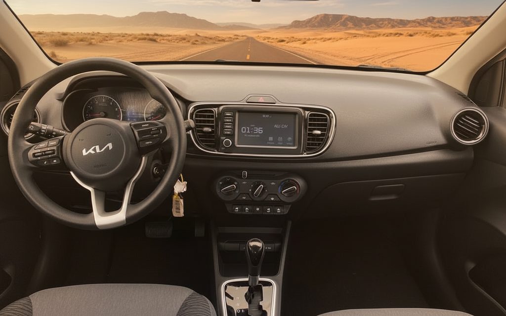 Kia Pegas 2022 interior view showing trim