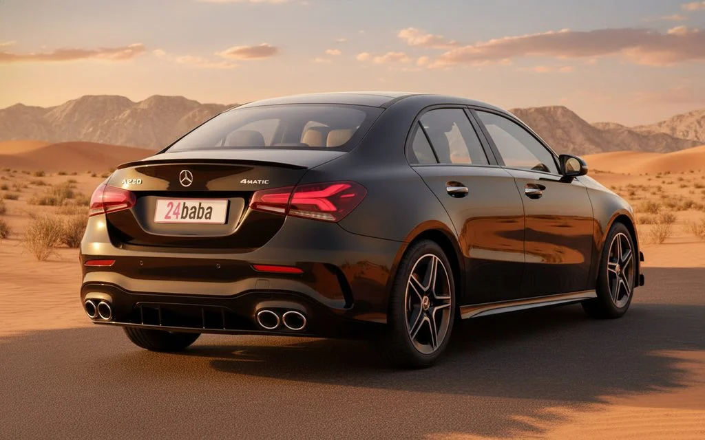 Mercedes A220 2021 Black rear view showing taillights