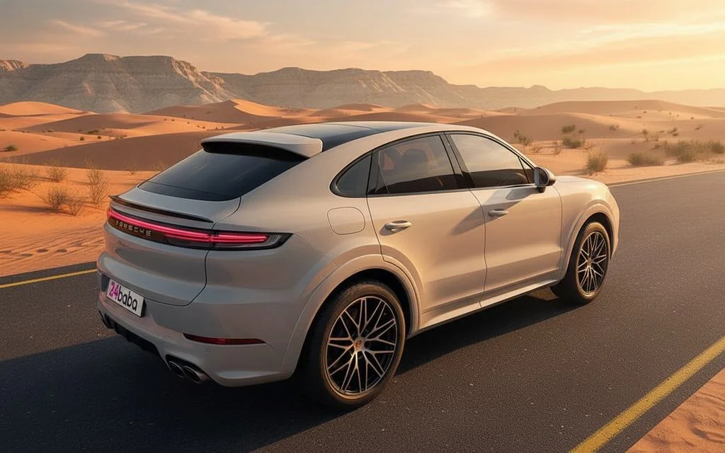 Porsche Cayenne 2024 White rear view showing taillights