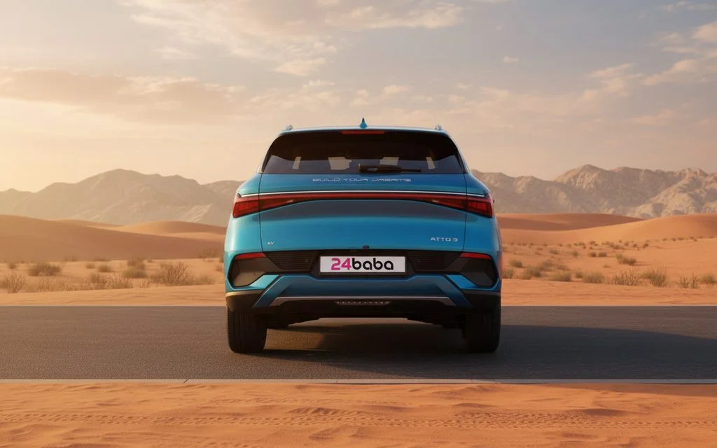 Byd Atto3 2023 Blue rear view showing taillights