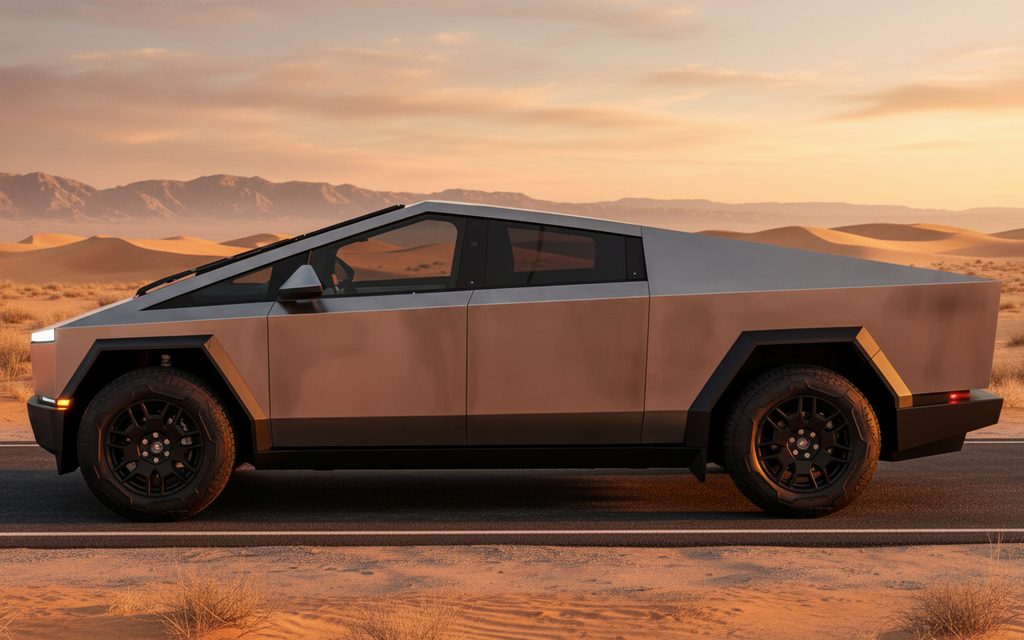 Tesla Cybertruck 2024 Silver side profile