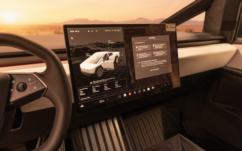 Tesla Cybertruck 2024 interior view showing trim