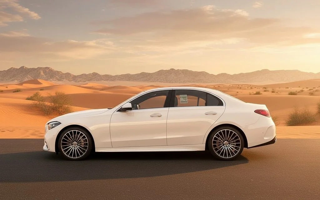 Mercedes C200 2023 White side profile