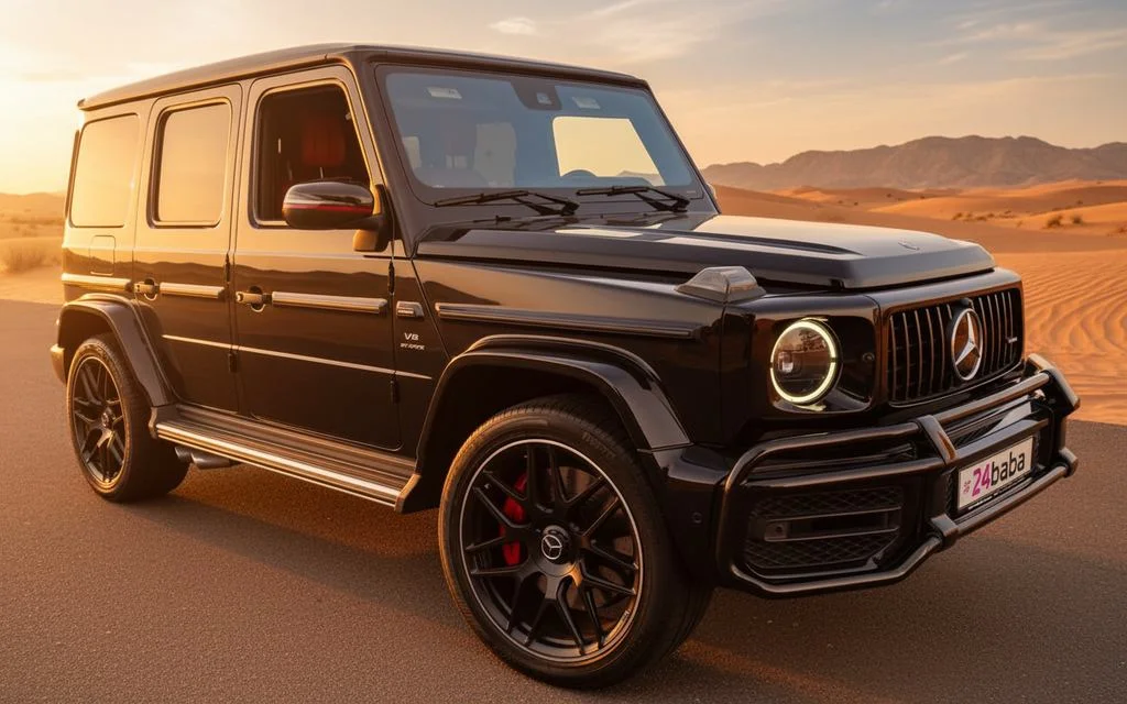 Mercedes G63 2022 Black front view with headlights
