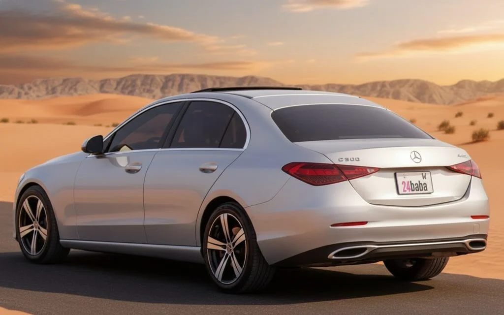 Mercedes C300 2022 Silver rear view showing taillights