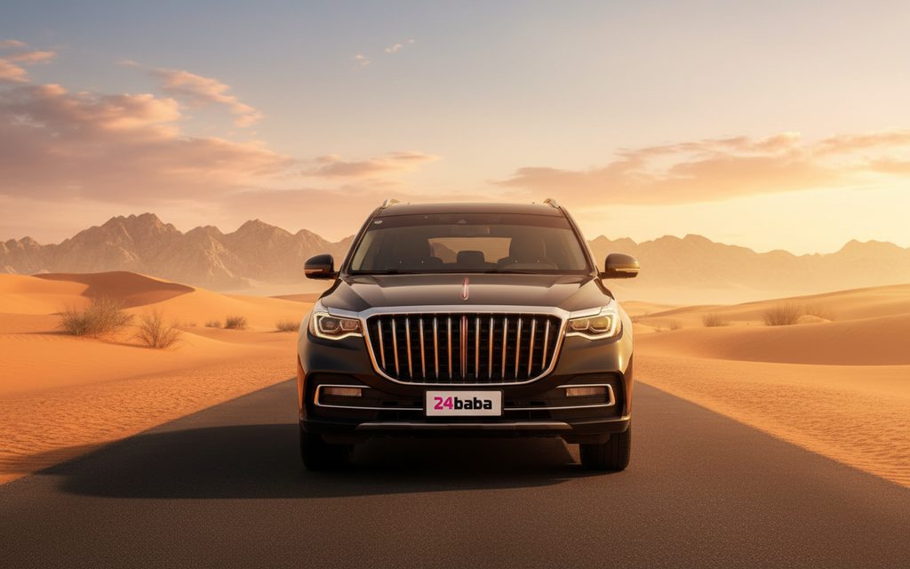 Hongqi Hs7 2025 Black front view with headlights