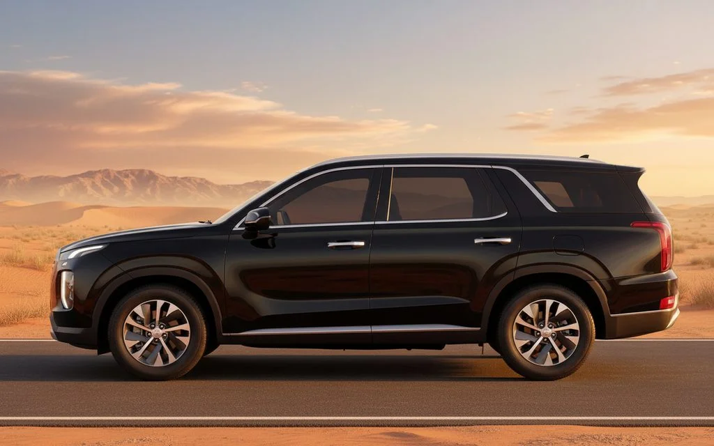 Hyundai Palisade 2021 Black side profile – rental in Dubai