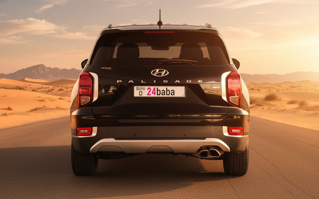 Hyundai Palisade 2021 Black rear view showing taillights – rental in Dubai