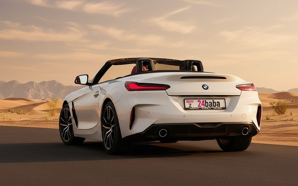 Bmw Z4 2021 White rear view showing taillights