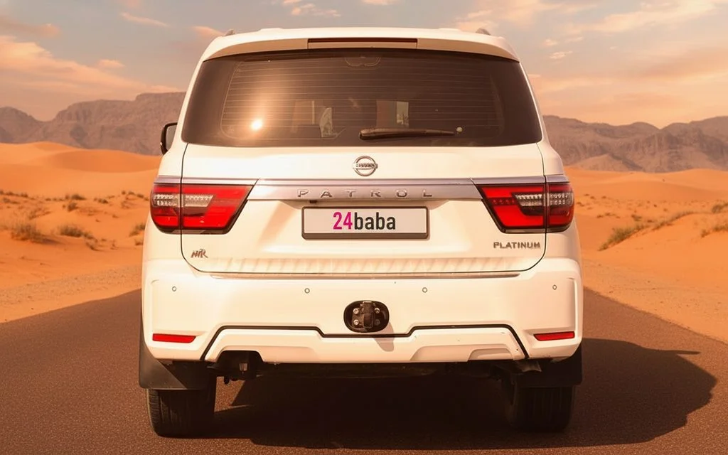 Nissan Patrol 2022 White rear view showing taillights