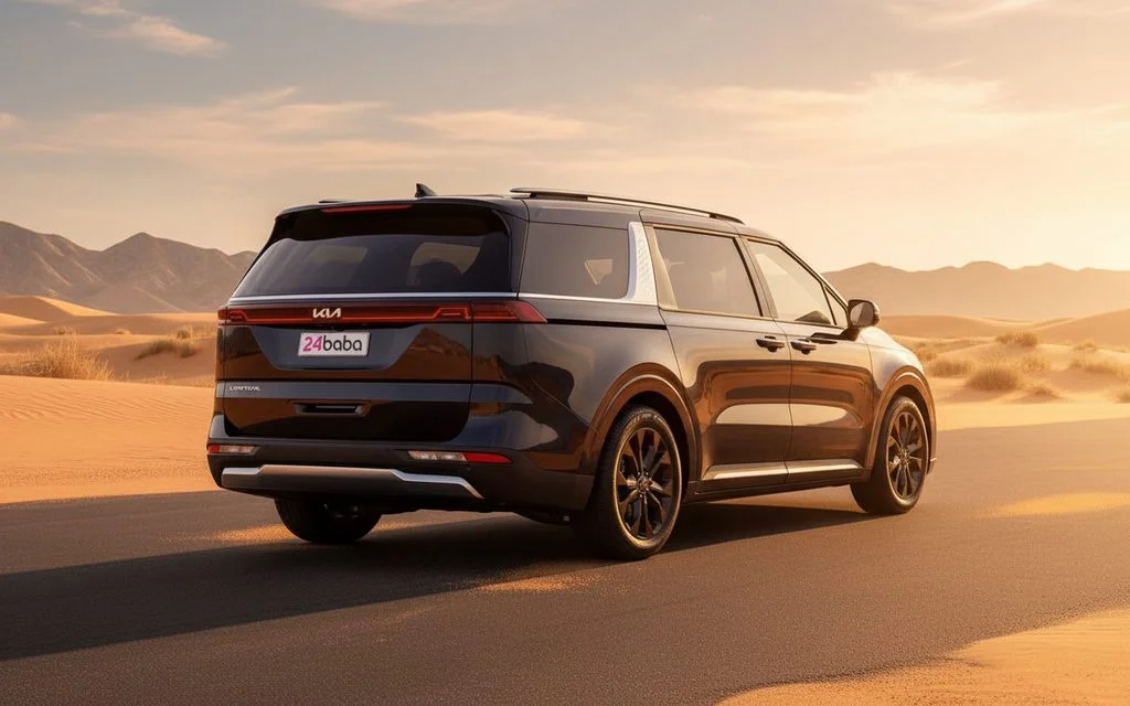 Kia Carnival 2023 Black rear view showing taillights