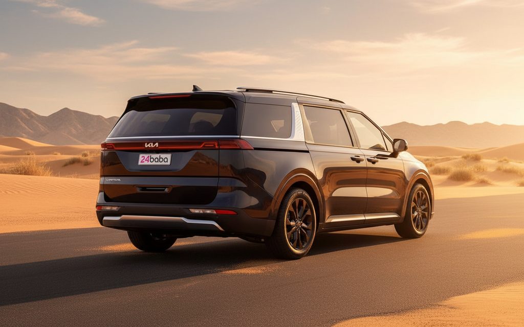 Kia Carnival 2023 Black rear view showing taillights