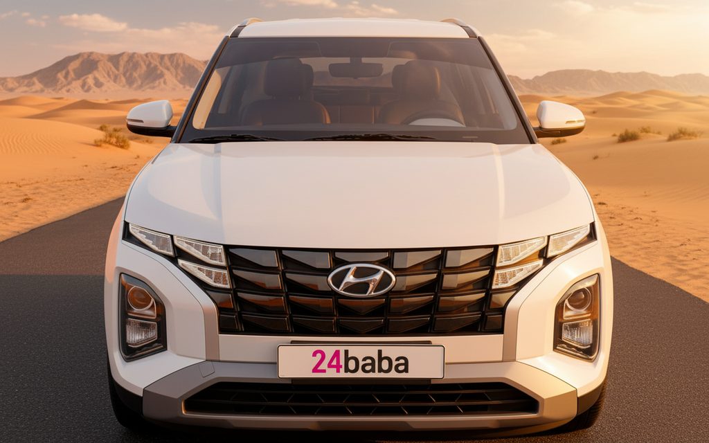 Hyundai Creta 2024 White front view with headlights