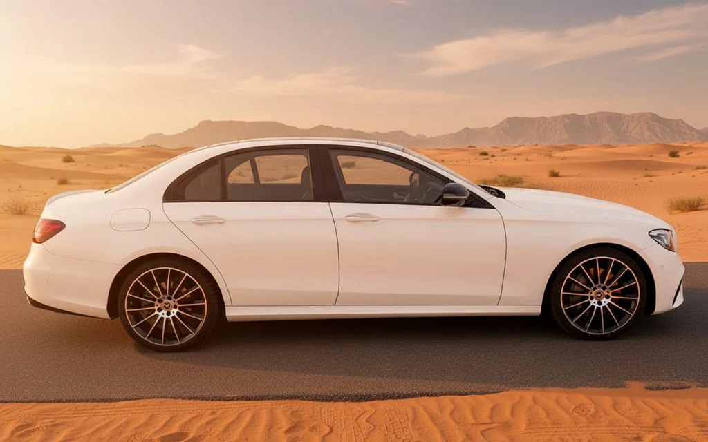 Mercedes E300 2023 White side profile