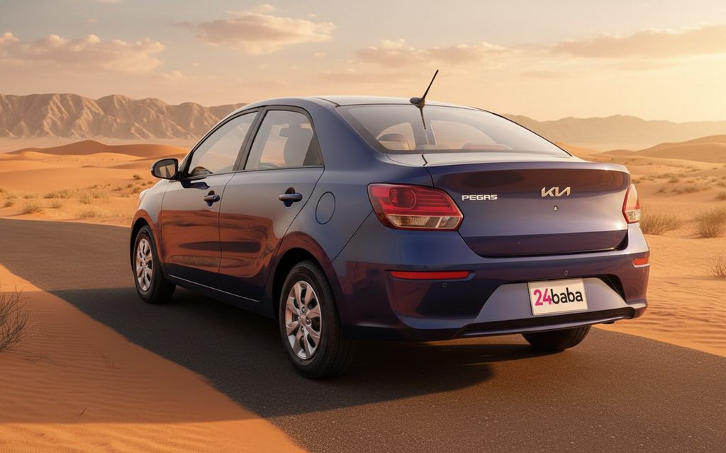 Kia Pegas 2025 Blue rear view showing taillights