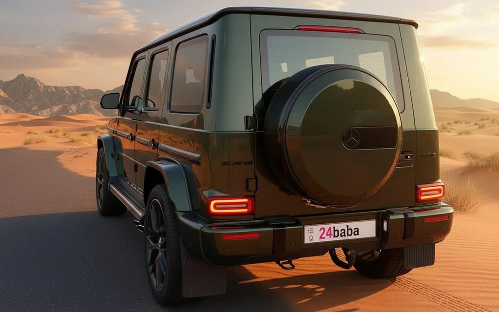 Mercedes G63 2022 Green rear view showing taillights
