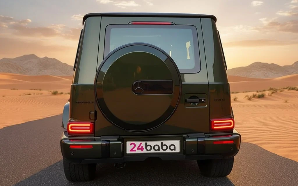 Mercedes G63 2022 Green rear view showing taillights