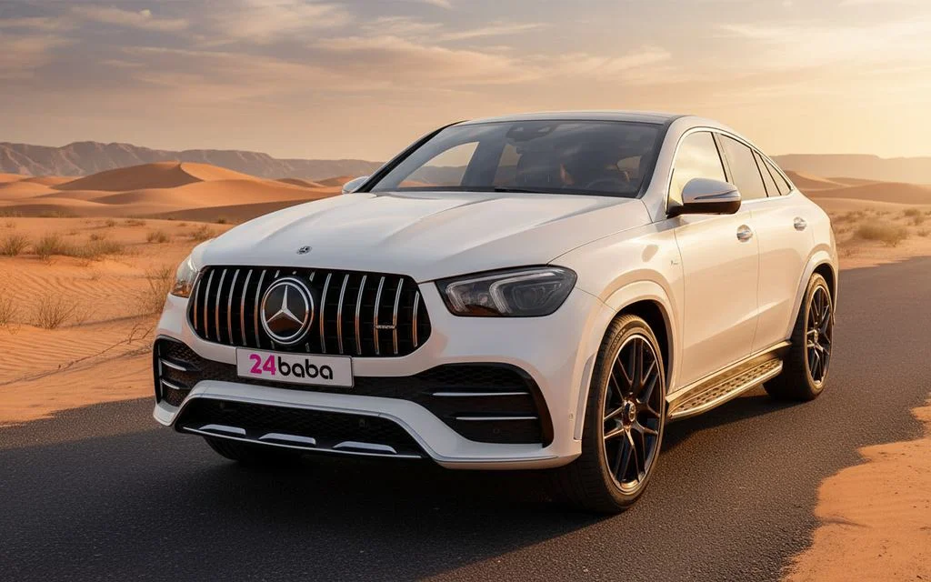 Mercedes Gle53 2023 White front view with headlights