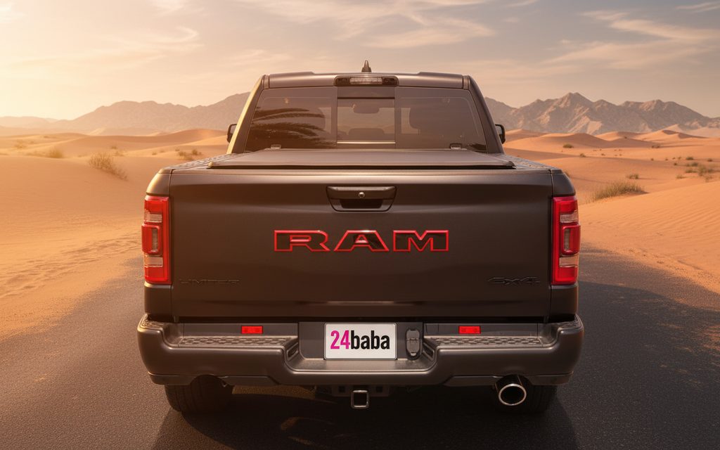 Dodge Ram 2022 Grey rear view showing taillights