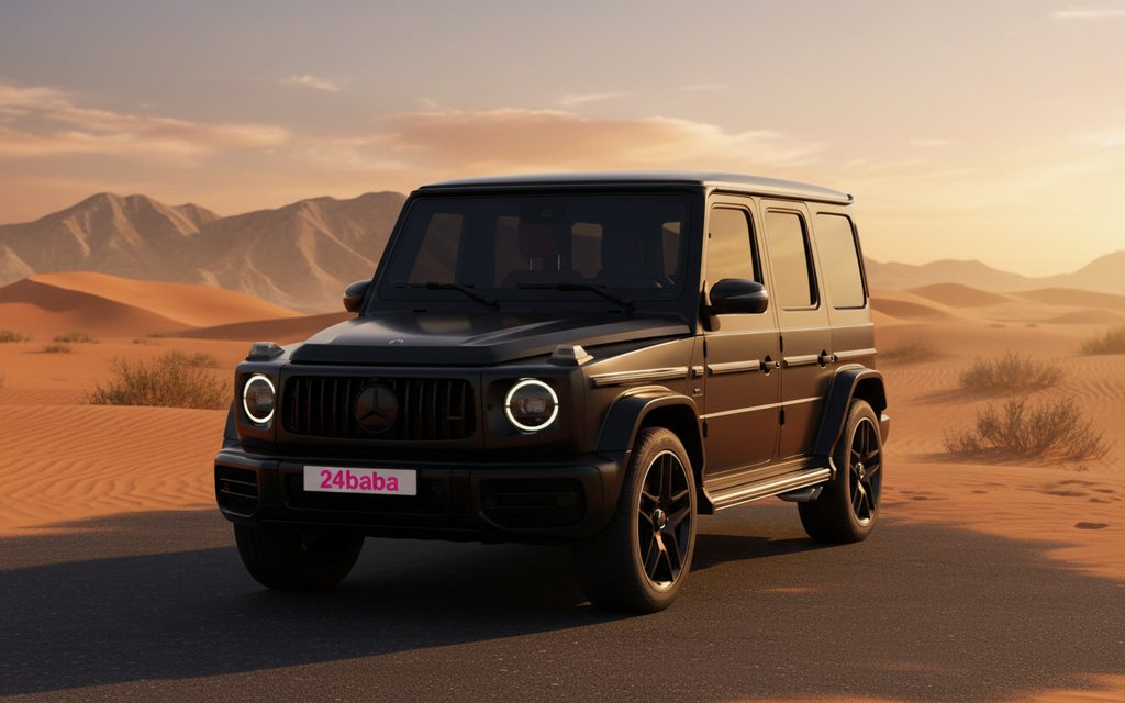 Mercedes G63 2022 Black front view with headlights