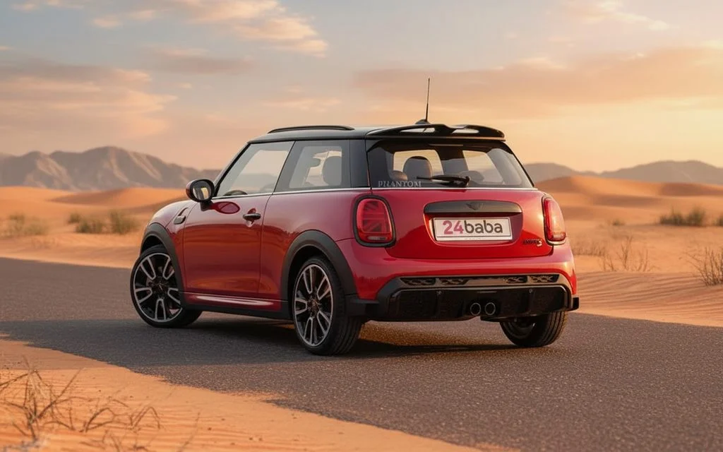 Mini Cooper 2023 Red rear view showing taillights