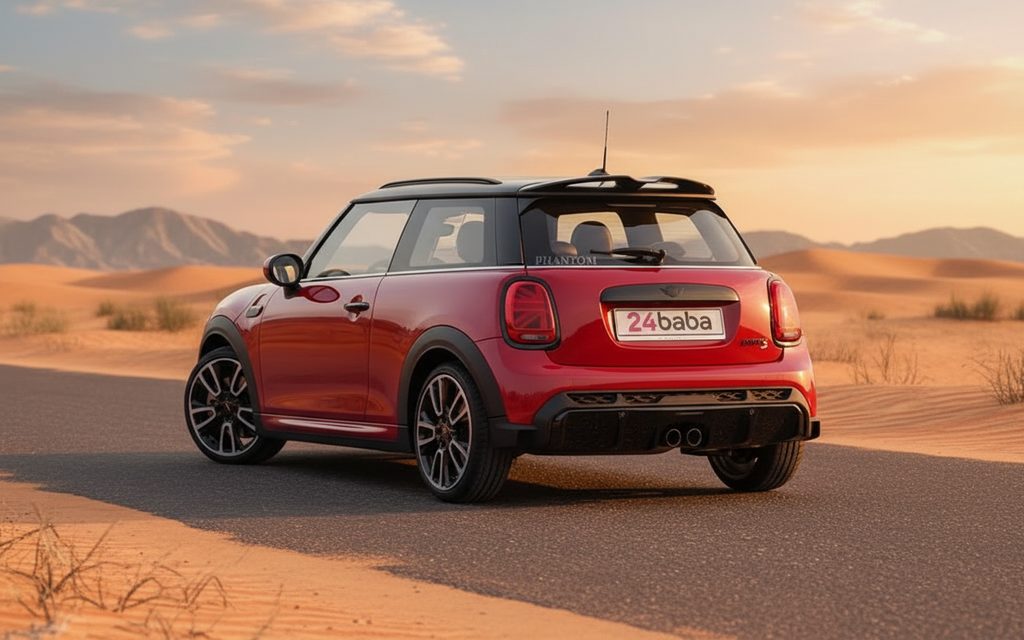 Mini Cooper 2023 Red rear view showing taillights