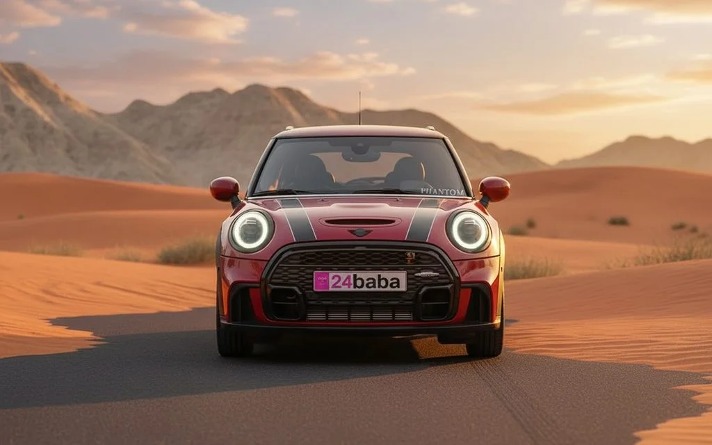 Mini Cooper 2023 Red front view with headlights