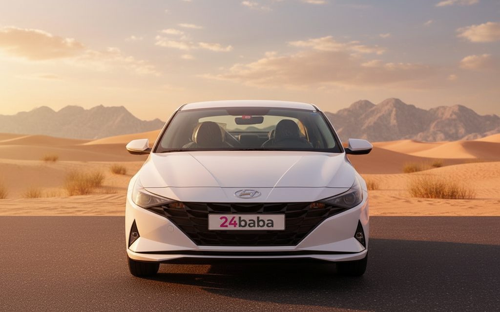 Hyundai Elantra 2023 White front view with headlights