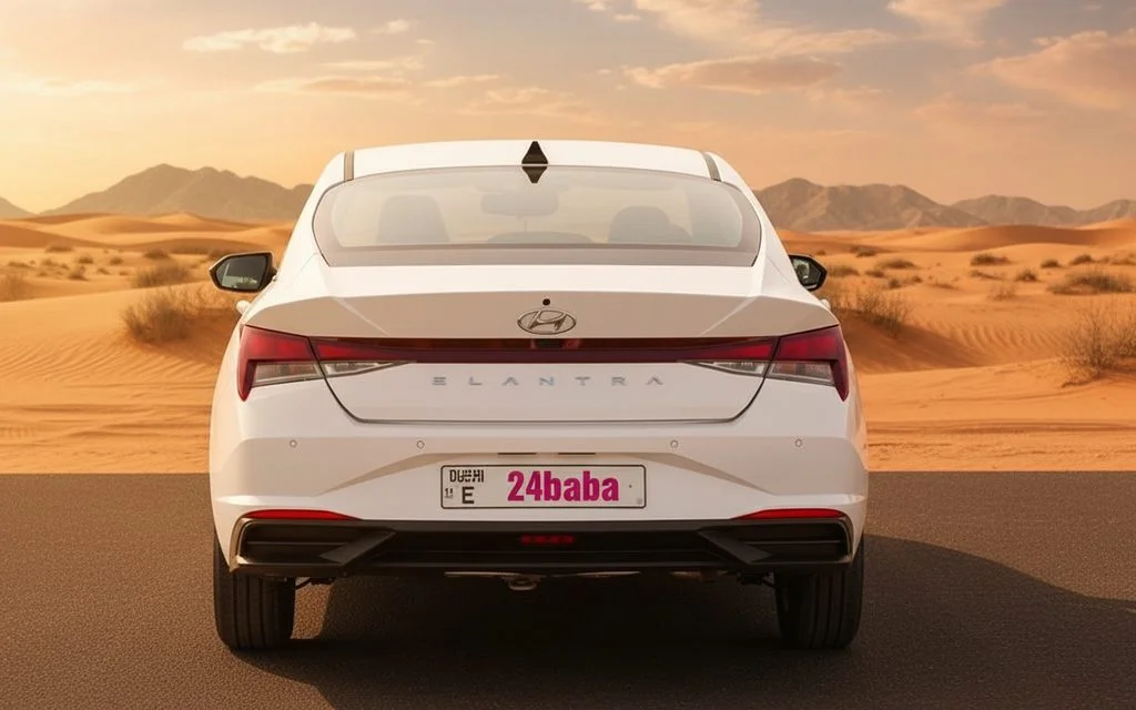 Hyundai Elantra 2023 White rear view showing taillights