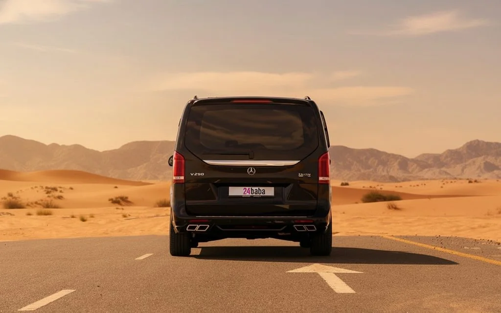 Mercedes V Class 2023 Black rear view showing taillights