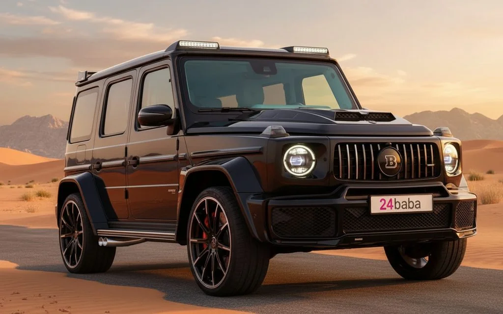 Mercedes G63 2023 Black front view with headlights