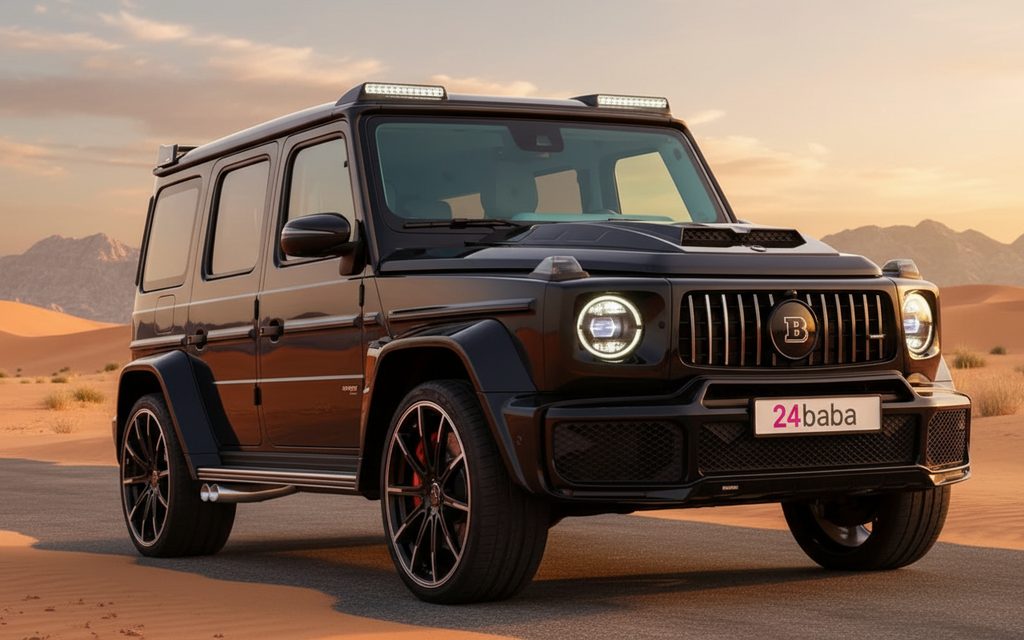 Mercedes G63 2023 Black front view with headlights