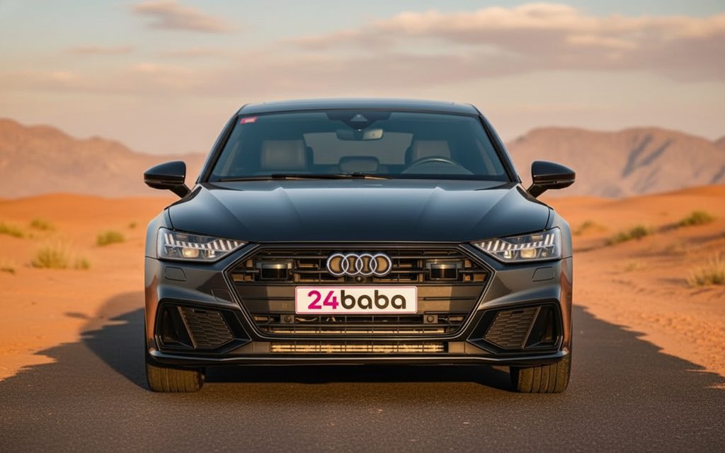 Audi A7 2021 Black front view with headlight