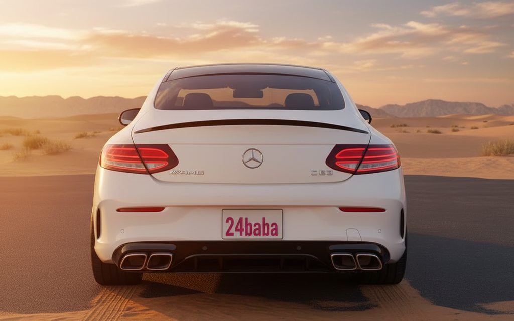 Mercedes C300 2025 White rear view showing taillights