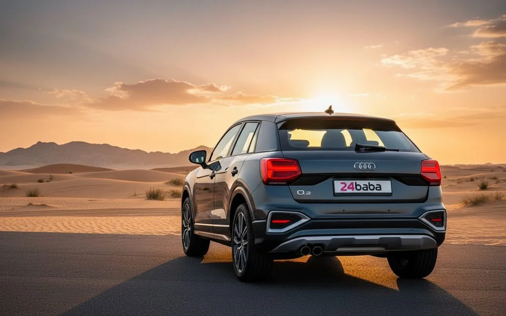Audi Q2 2024 Black rear view showing taillights