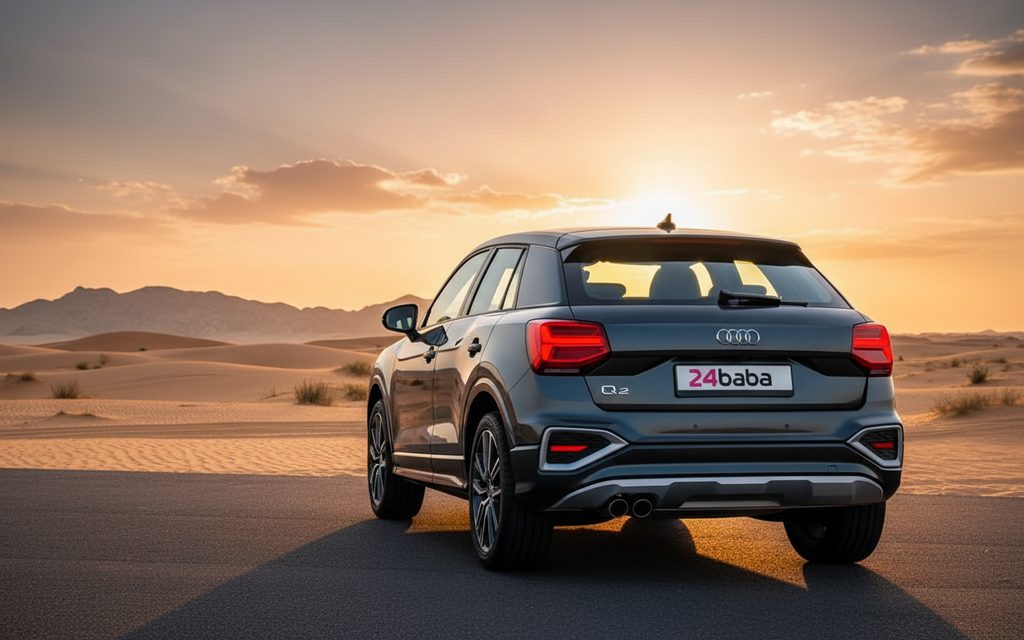 Audi Q2 2024 Black rear view showing taillights
