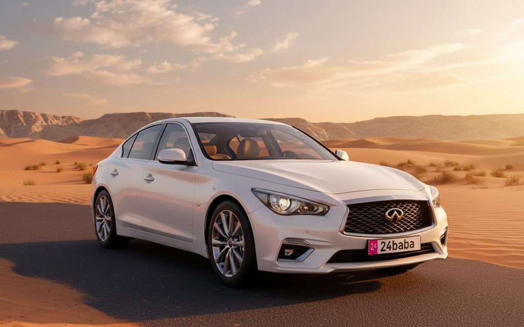 Infiniti Q50 2023 White front view with headlights