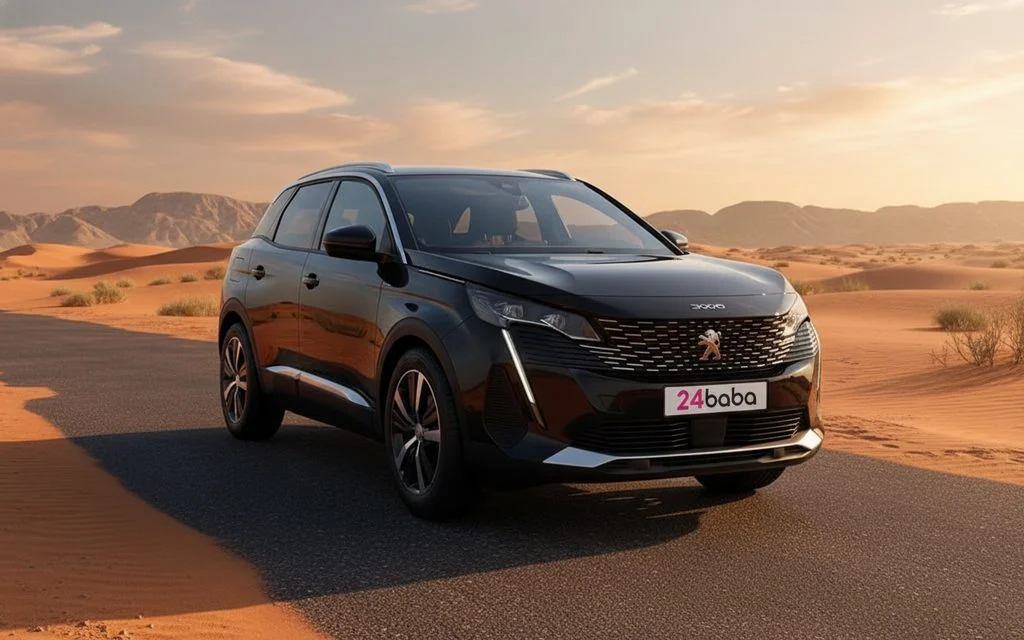 Peugeot 3008 2025 Black front view with headlights