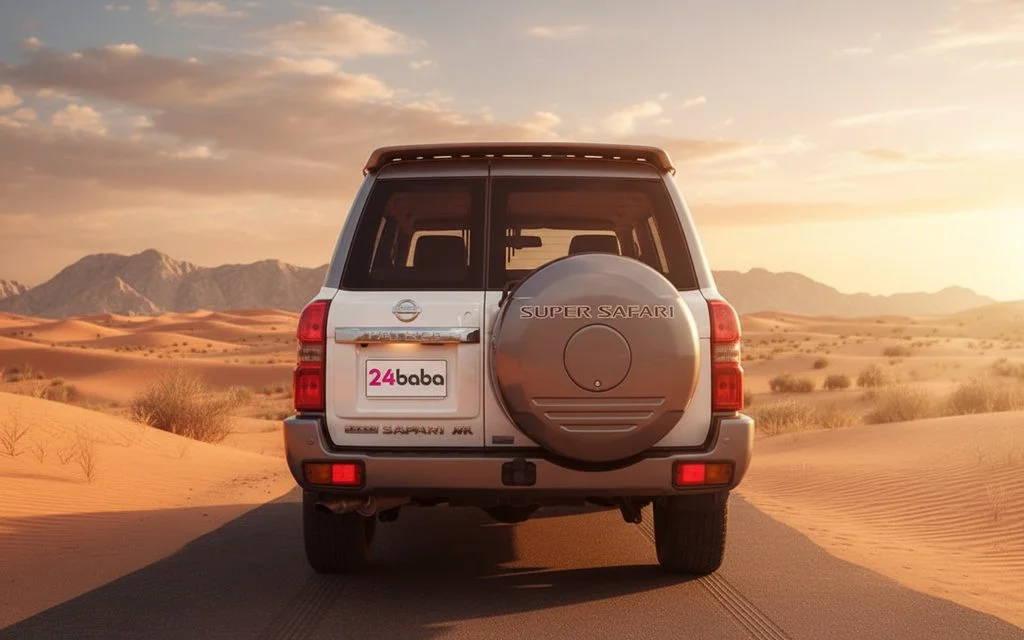 Nissan Patrol 2022 White rear view showing taillights