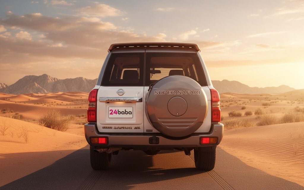 Nissan Patrol 2022 White rear view showing taillights