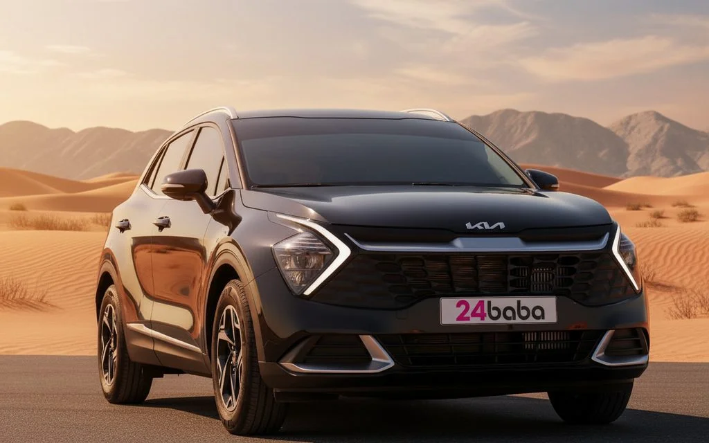 Kia Sportage 2023 Black front view with headlights