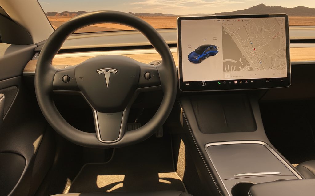 Tesla Model3 2021 interior view showing trim