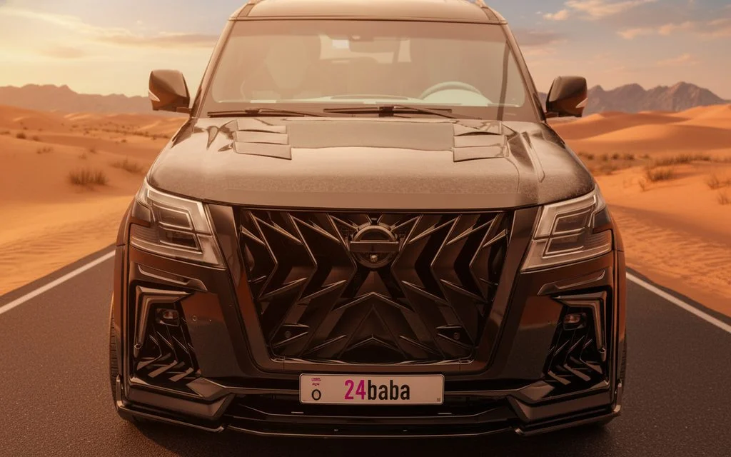 Nissan Patrol 2021 Black front view with headlights