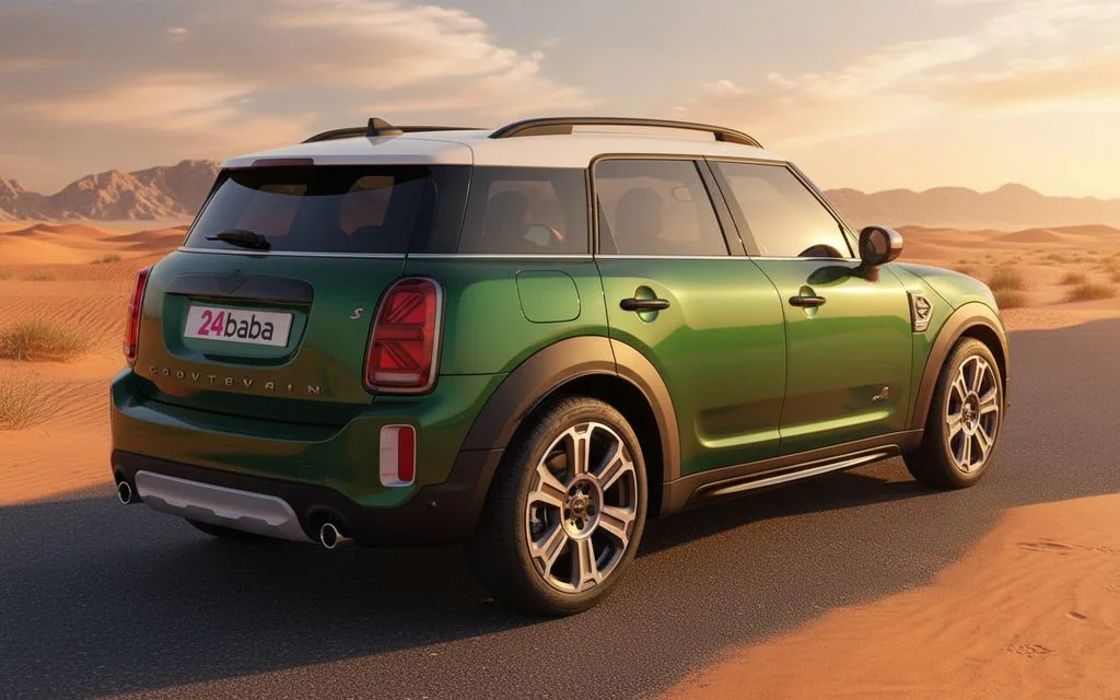 Mini Countryman 2023 Green rear view showing taillights