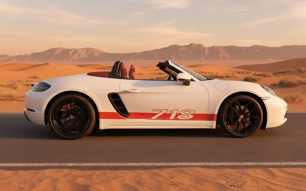 Porsche Boxster 2025 White side profile