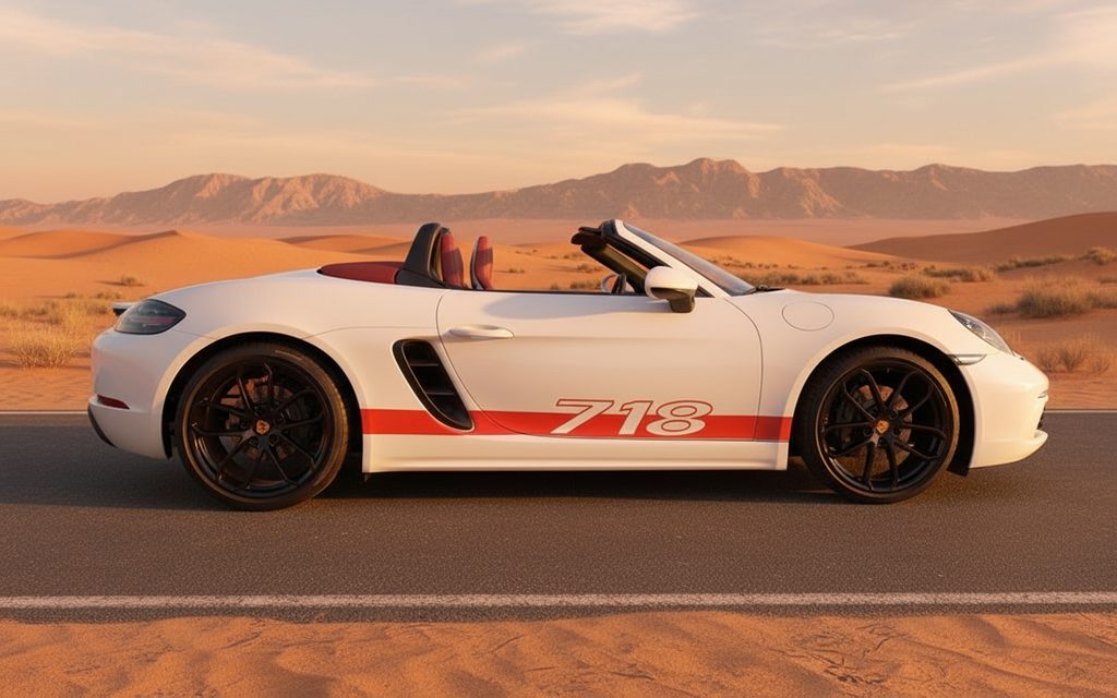 Porsche Boxster 2025 White side profile