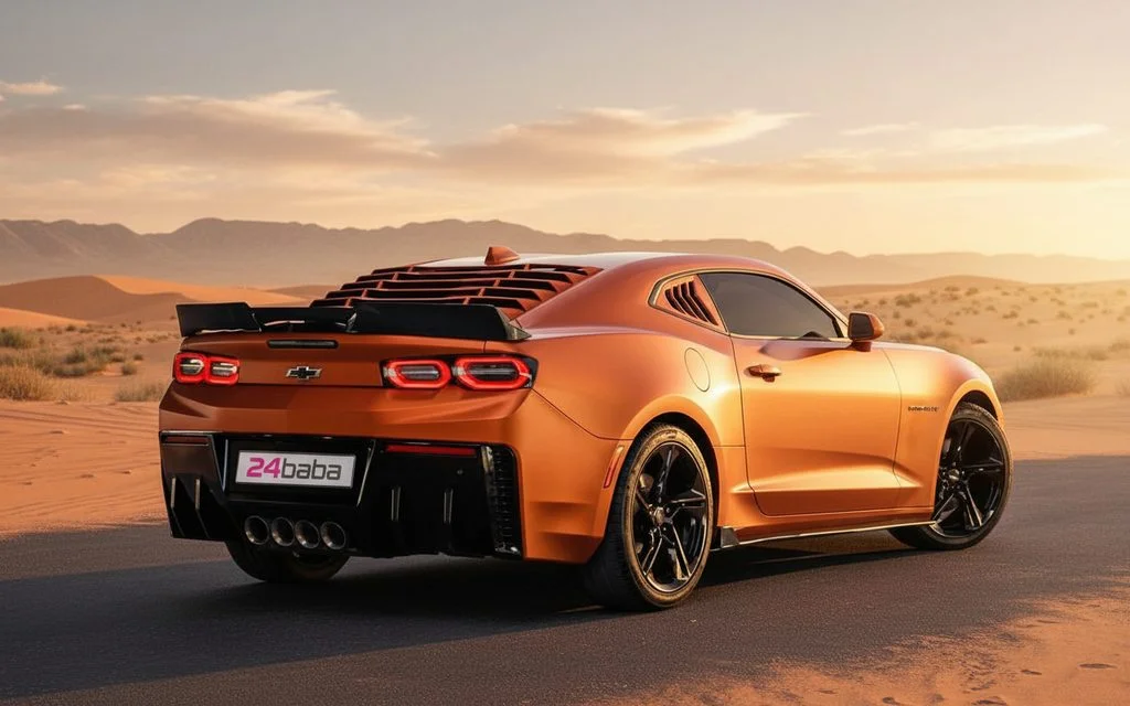 Chevrolet Camaro 2022 Orange rear view showing taillights
