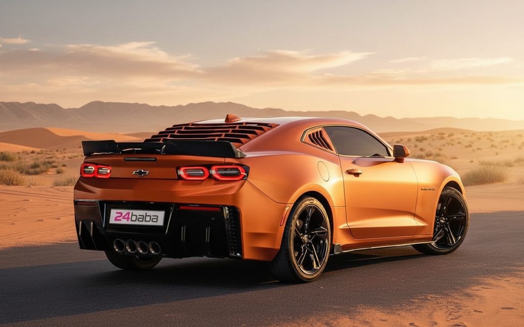 Chevrolet Camaro 2022 Orange rear view showing taillights