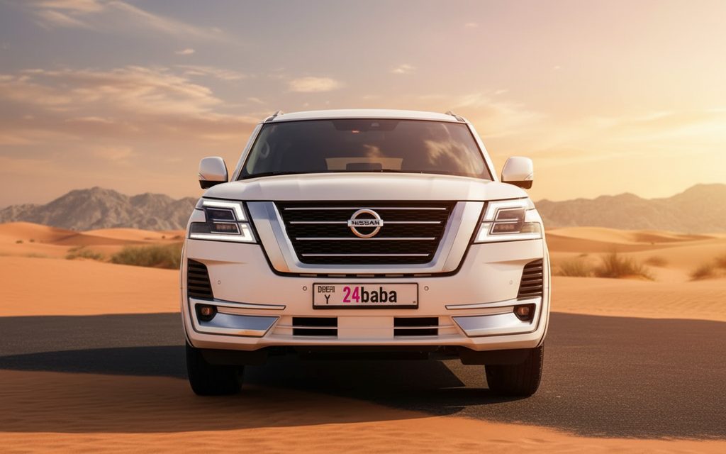 Nissan Armada 2022 White front view with headlights