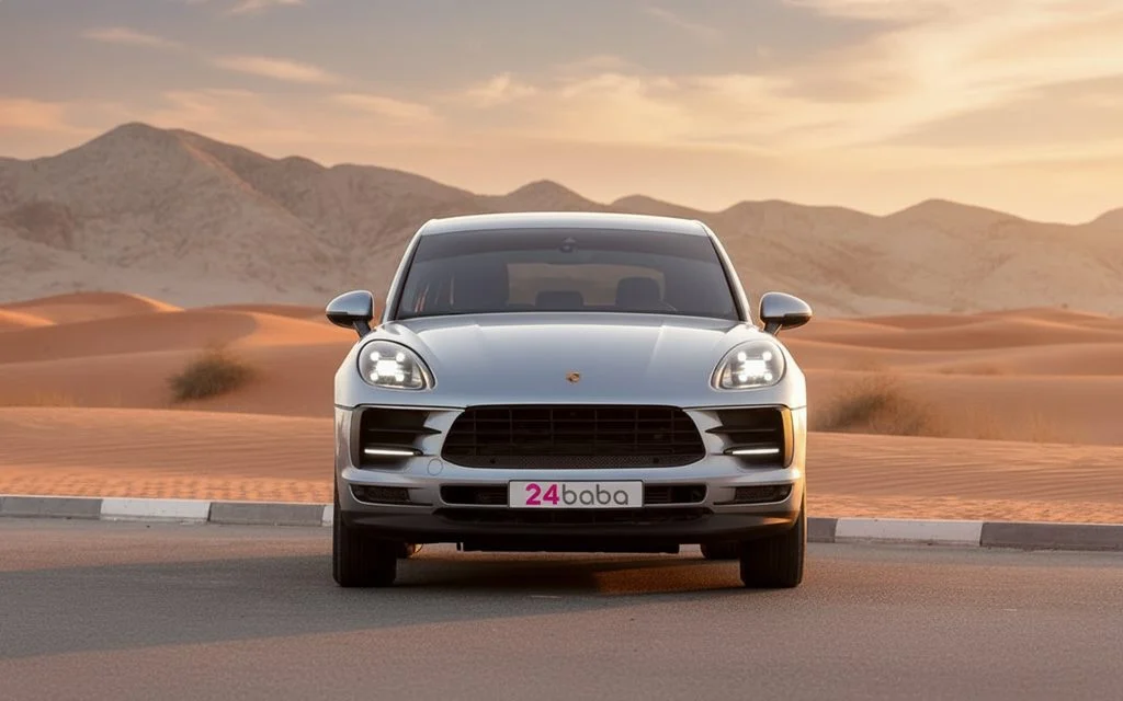 Porsche Macan 2020 Silver front view with headlights
